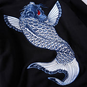 Blue Koi Carp Embroidered Sukajan Hoodie
