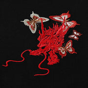 Dragon in Flowers Embroidery T-shirt