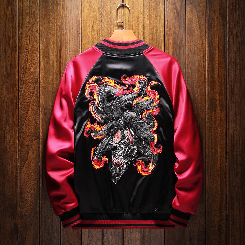 Fiery Nine Tailed Kitsune Sukajan Jacket – Koisea