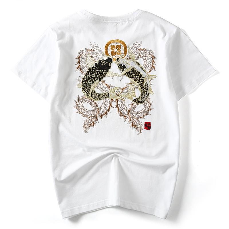 Dragon in Flowers Embroidery T-shirt – Koisea