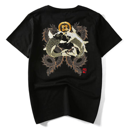 Double Dragon & Koi Sukajan T-shirt