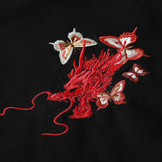 Dragon in Flowers Embroidered Hoodie