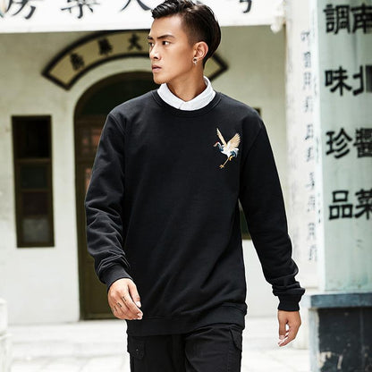 Crane Embroidery Sweatshirt