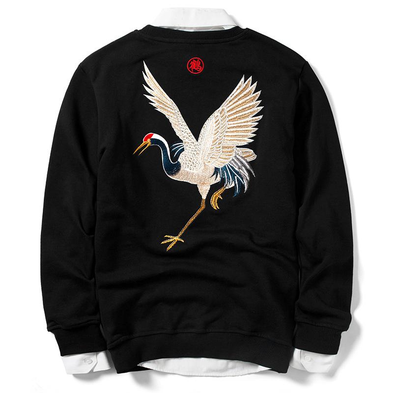 Crane Embroidery Sweatshirt