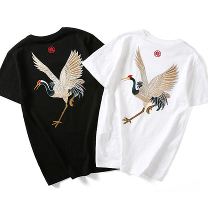 Embroidered Crane Sukajan T-shirt