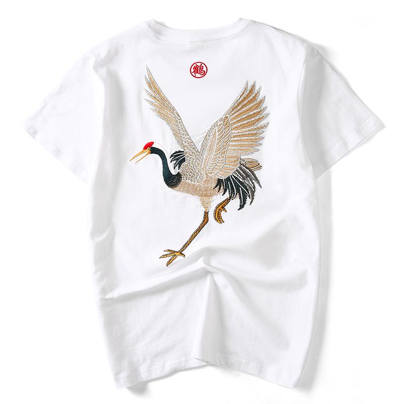 tsuru crane x dragon embroidered T-shirt