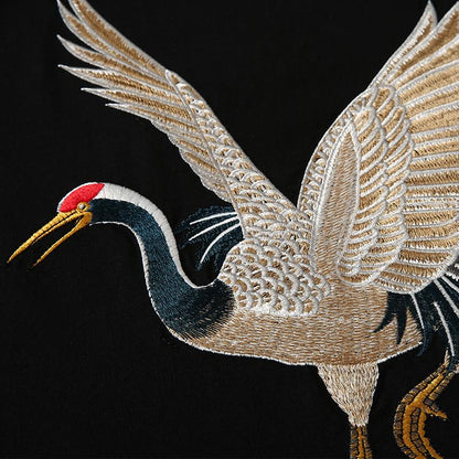 Embroidered Crane Sukajan T-shirt
