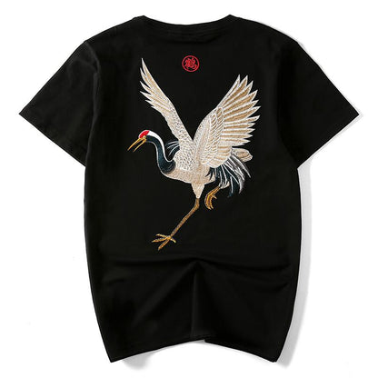 Embroidered Crane Sukajan T-shirt