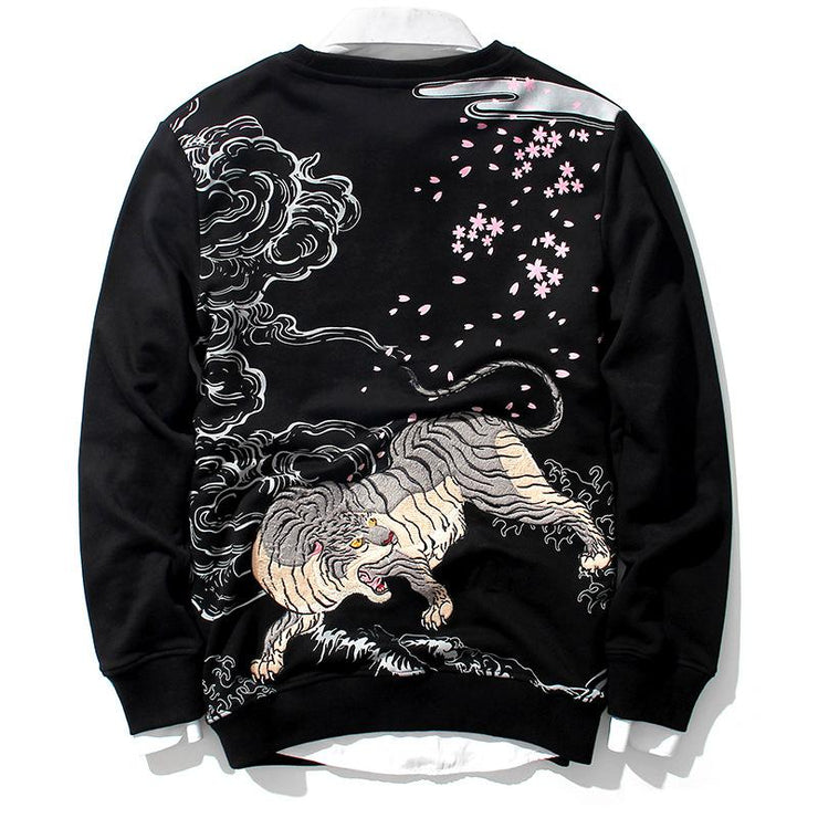 Fearless Tiger Embroidery Sweatshirt