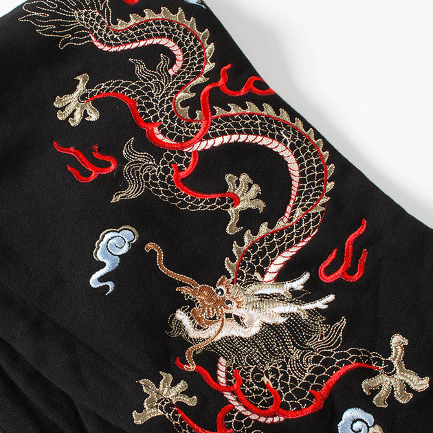 Fiery Pearl Dragon Embroidered Hoodie – Koisea