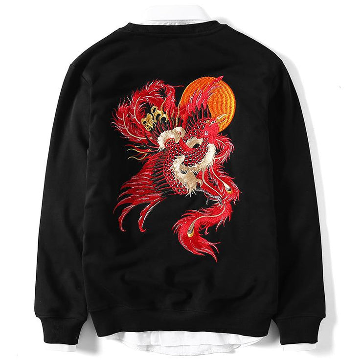 Fire Phoenix Embroidery Sweatshirt