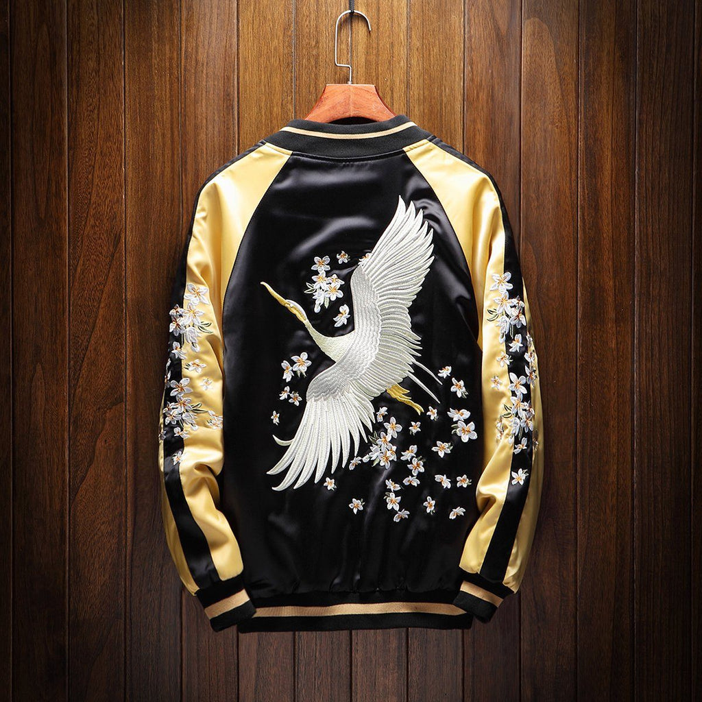 Clouds Reversible Bomber Jacket in Black and Gold