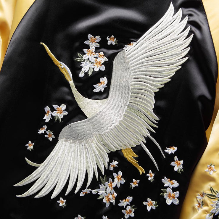 Woman Floral Embroidered Sukajan Souvenir Jacket [Reversible] 