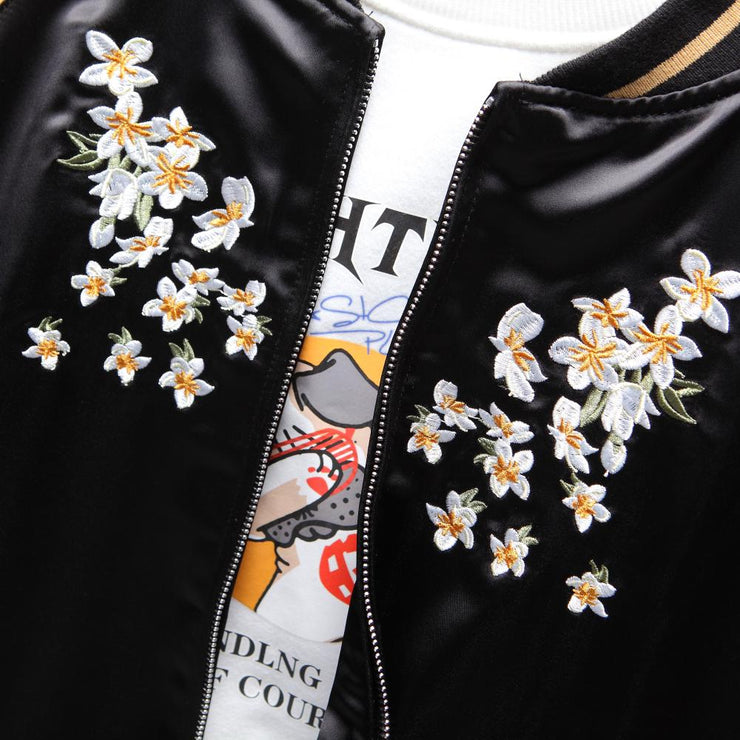 Koisea Flowers & Crane Sukajan Souvenir Jacket [Reversible] XL / Black
