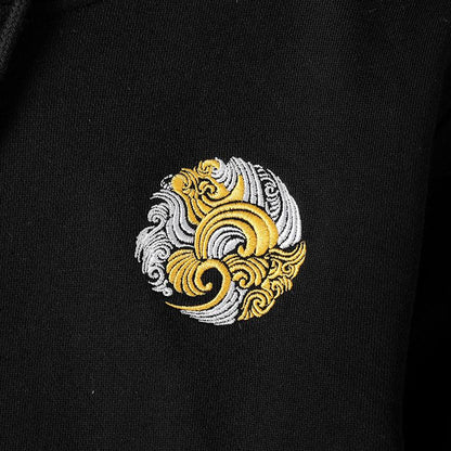Green Dragon Sleeves Embroidered Hoodie