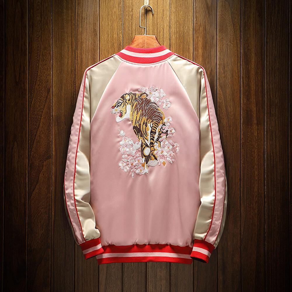 Koisea Mountain & Tiger Souvenir Jacket [Reversible] L / Blue & Pink