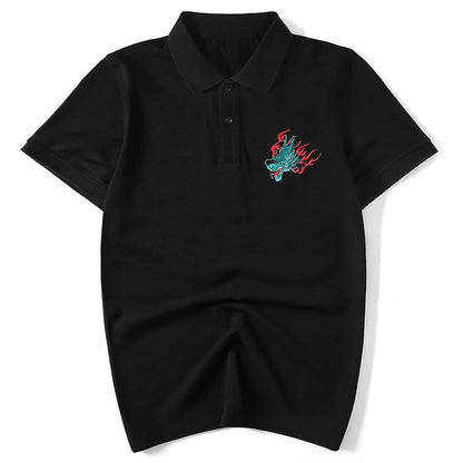 Roaring Dragon & Tiger Embroidery Polo Shirt